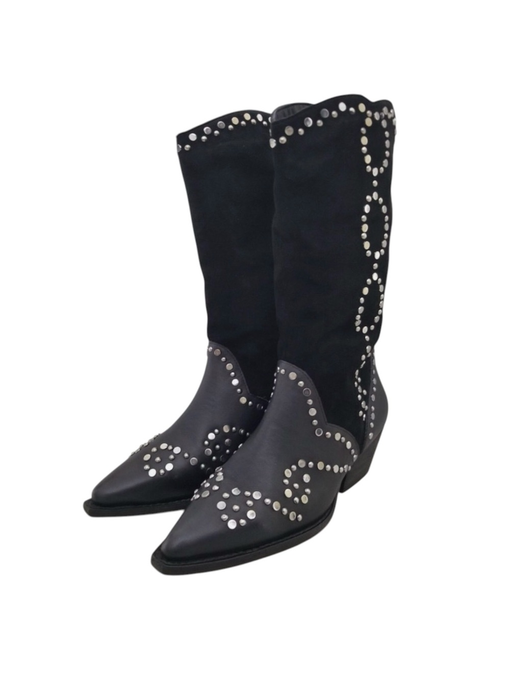 Free People Joelton Studded Western
Boots Black Suede Leather Size 36.5.